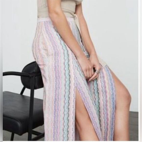 NWT Bcbg Maxazria Multicolor Striped Women's split Wide-Leg Pants, XXS - Picture 3 of 10